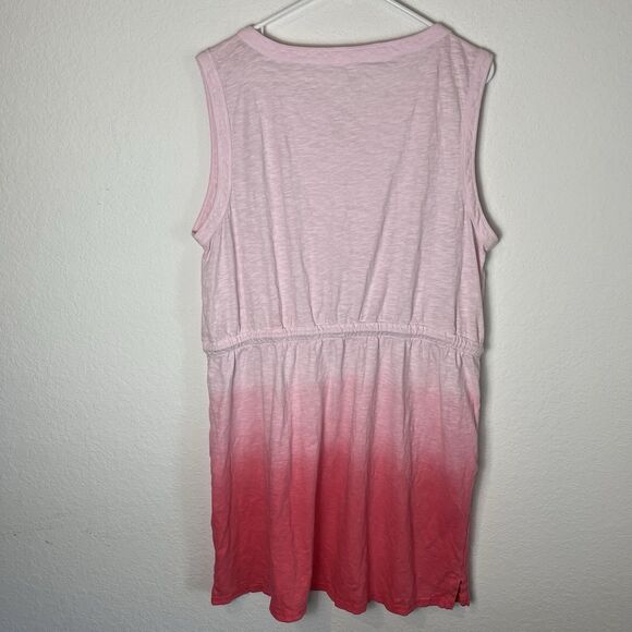 Talbots Super soft Slub Drawstring Waist Dress Dip Dye Pink Size XL Pockets 248 - Picture 6 of 9